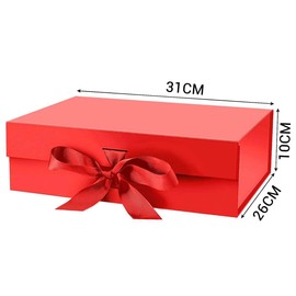 DAWNTREES 2 Pack Gift Box with Lid for Presents,31x26x10 cm with Ribbon and Magnetic, Gift Box Large Closure for Christmas, Hanukkah, Fathers Day, Weddings, Birthdays, Grooms Gifts, Engagements……