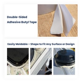 Safoner White Double Sided Butyl Seal Tape– 1/2" Widthx 30' Lengthx 1/8" Thickness– Leak-Proof and Waterproof Sealant for RV Roof Repair, Windows, Vents, and Pipes