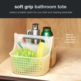 madesmart - Bolsa de Ducha de Agarre Suave de 2 Compartimentos para organización de baño, cubeta de Almacenamiento de plástico, tamaño pequeño, Escarcha