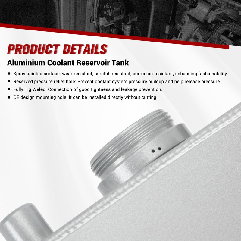 Aluminium Front Engine Coolant Expansion Reservoir Tank Compatible with Wrangler