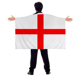AKH® England Flag Cape for Adults | St George’s Day Themed Cape | Red & White St George’s Cross Flag | For Parades, Parties & Sporting Events | Festive English Costume Accessory