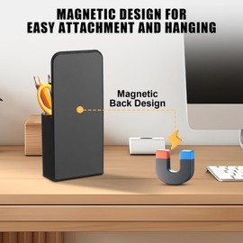 Onperpoe Magnetic Pen Organizer, 2 Pcs Magnetic Pen Holder, Whiteboard Pen Holder, Dry Erase Marker Pen Holder, Magnetic Pen Holder for Fridge, Whiteboards, Refrigerators, Home, Office (Black)