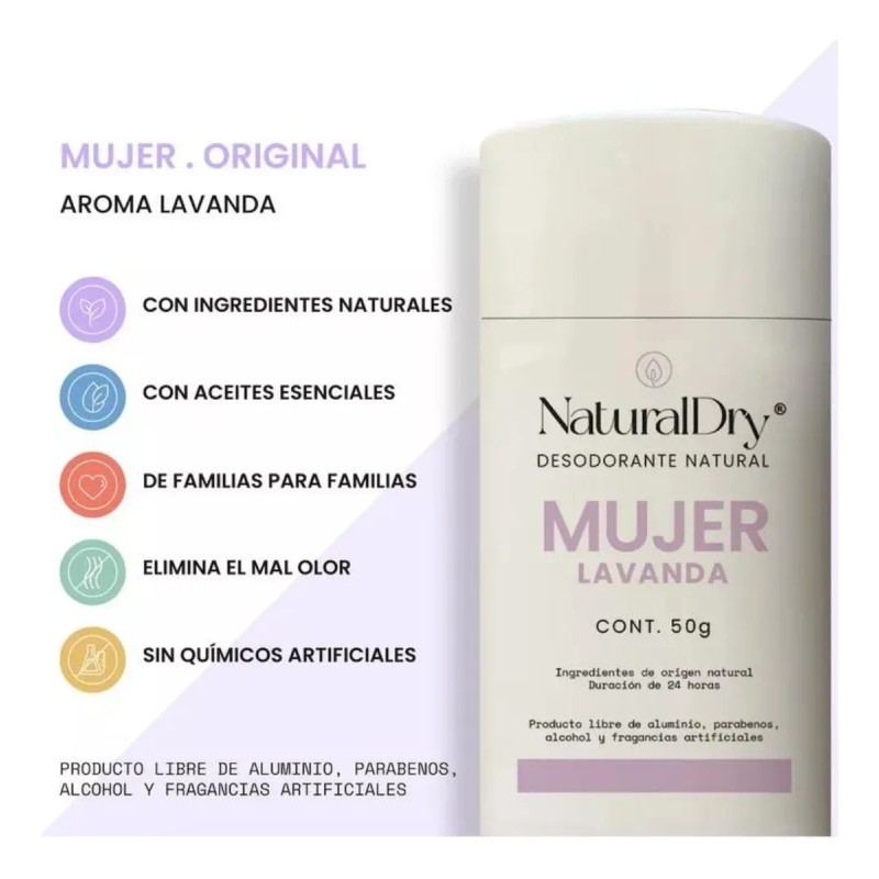 4 Desodorante Familiar Papá, Mamá, Hijos Naturaldry