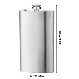 Stainless Steel Hip Flask, Portable Hip Flask 12 oz with Funnel, Stainless Steel 340 ml, Leak-Proof Hip Flask for Hiking, Climbing, Fishing, 18 x 9.5 cm (Silver)