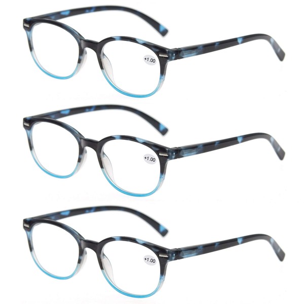 Reading Glasses 2.75 Women 3 Pack Spring Hinge Fashion Round