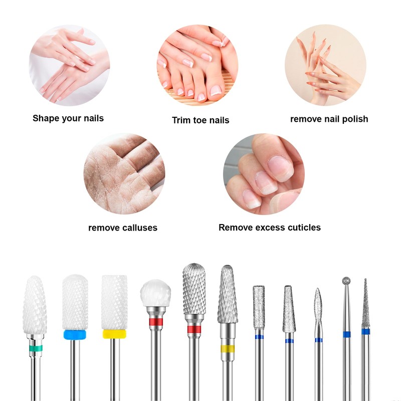 12 Stück Nagelschleifer, professionell, zum Entfernen von Gel und Nagelhaut