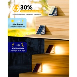 Asteria Motion Sensor Solar Step Lights Outdoor 4Pack, IP67 Waterproof with 9LEDs for Enhanced Brightness, Auto-On Security & Decorative Lighting for Stairs, Front Porch, Pathways (Warm White)