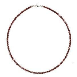 Garnet Jewellery (Necklace) Garnet Chain Garnet Beads Faceted Size Approx. 4 mm Clasp 925 Sterling Silver Model Number 7058, Gemstone, Garnet