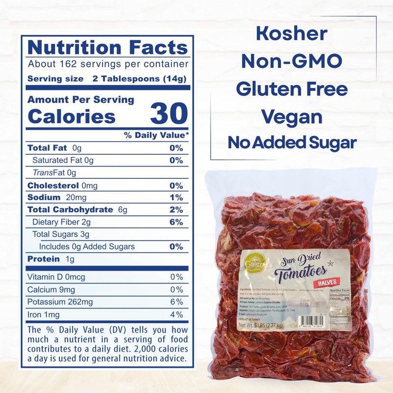 Galen Sun Dried Tomatoes, Halves Cut, Soft, Moist, Ready to