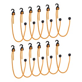 HOOK & CORD - NEW SIQCN14 (5/16") Adjustable Bungee Cord Tie Down, Tarp, Sunshade, Banner, Decking Furniture & Outdoor Blinds (12 Pack - 24" Cords, Orange)