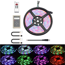 LED Tape Light, Full Color, RGB TV Backlight, 5M SMD2835, 16 Color Switching, 150 Lines, 132 Lighting Patterns, White Base, Waterproof, Dustproof, TV and PC Lighting, Cuttable LED Tape, RGB Light,