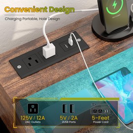 Lulive Brown Dresser for Bedroom 9 Drawers - Fabric Dressers for Bedroom with LED Light & Charging Station