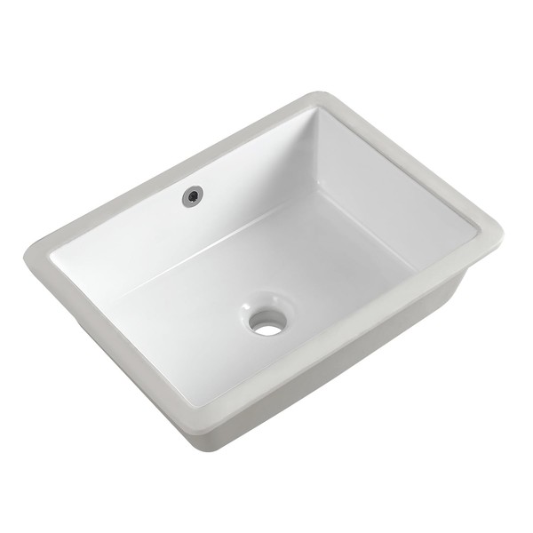 18 Inch Undermount Bathroom Sink Small Rectangle Undermount Sink White Ceramic Under Counter Bathroom Sink with Overflow (18.3"x13.8")