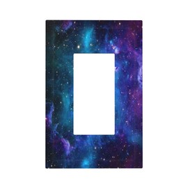 Ukutarly Galaxy Decorative Electrical 1 Gang Single Rocker Space Blue Night Starry Sky Stars Universe Wall Plate Light Switch Cover Faceplate Wallplate For Kitchen Home Office Room