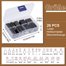 KAMAIKA 26 Shapes Style Leather Hollow Cutter Punching Tools, Leather Hole Punch Tools Set with Leather Punch, Leather Punch Tools for Handmade Leather Crafts