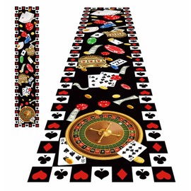 MUNILAIL 10 ft Casino Floor Runner Casino Party Decorations Long Poker Runner Rugs for Game Day Birthday Party Supplies Casino Table Runner