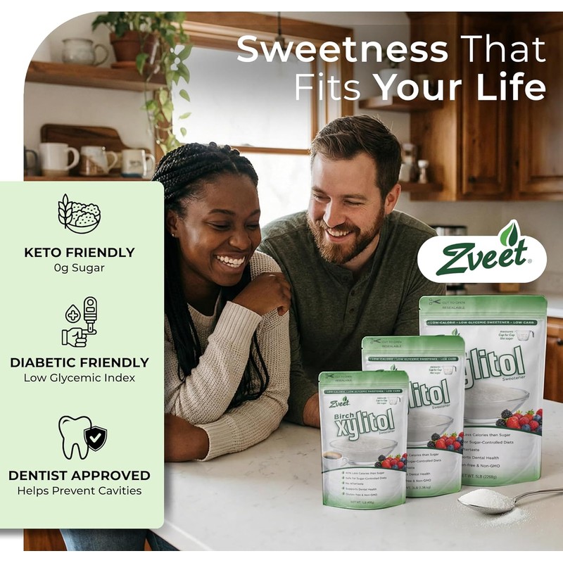 Zveet Birch Xylitol Sweetener | Keto Friendly, Non GMO Low