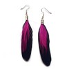 Black Feather Earrings with Shocking Pink Feather - Handmade