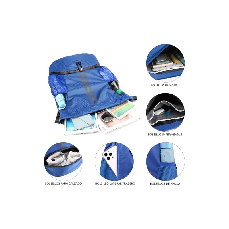 Mochila Deportiva Impermeable con Compartimento para Zapatos y Cordón -