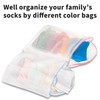 3Pcs Hanging Laundry Bags for Socks with S Hooks, 12