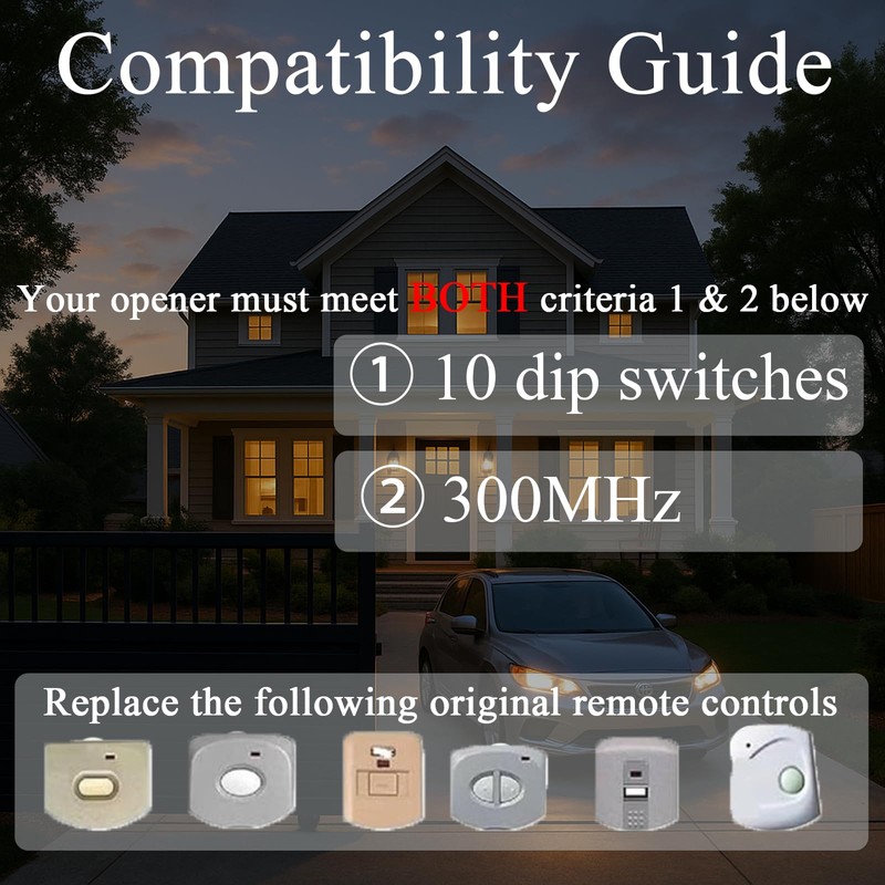 3-Pack 300MHz 10 dip Switch for Multicode Garage Gate Door