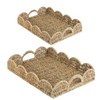 ATEDIR Woven Square Serving Tray, 2-Pack Scalloped Edge Rattan Bed
