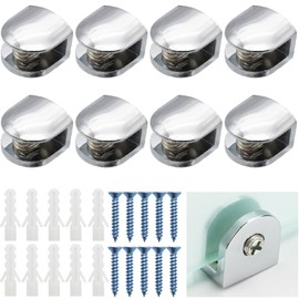 Glass Clamp Holder, CTRICALVER 8 Pieces Glass Clamps, Glass Shelf Support Zinc Alloy Glass Shelf Holder for 6-8mm Thick Glass