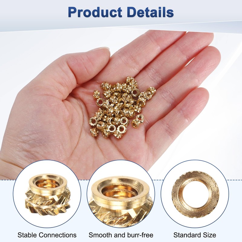 M METERXITY 50-Pack Threaded Inserts - M3 x 3mm L