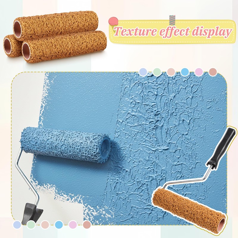 4 Pcs 9 Inch Textured Paint Roller Covers Mud Rollers