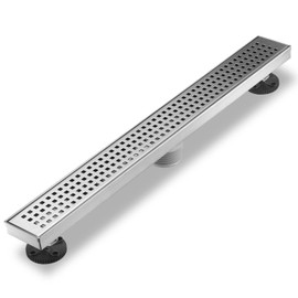 Sharp-tec 32 inch Linear Shower Drain, Brushed Rectangular Floor Drain, V-Shape Design Drain Channel, 304 Stainless Steel, cUPC Certificated for Bathroom Shower Room (Drain Base is Not Included)