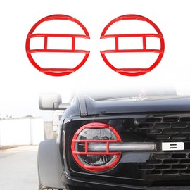 POETRYXIAO Bronco Headlight Guard Cover for 2021-2023 Ford Bronco,Headlight Lamp Trim Protector for Bronco Accessories (Red)
