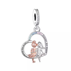 Minimalist Charm Jewelry Always My Sister Heart Pendant Charm, Sister Heart Charm, Gift For Sister