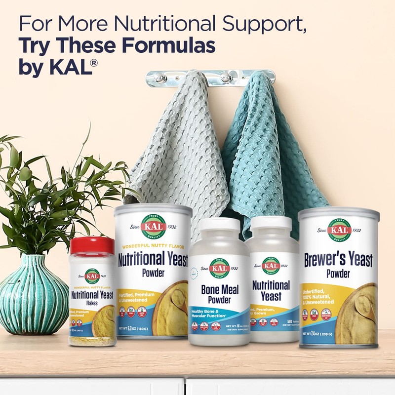 KAL Nutritional Yeast Flakes, Fortified with B12, Folic Acid &