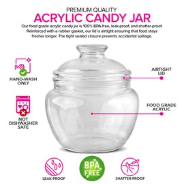 Modern Innovations 40 oz Candy & Cookie Jar with Lid, Premium Acrylic Clear Apothecary Jar, Wedding & Home Décor Centerpiece Cookie Candy Buffet Decorative Kitchen