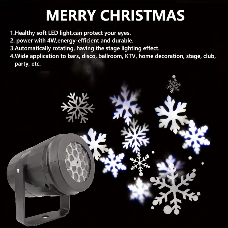 Snowflake Projector Light for Christmas and Holiday Decor – Rotating