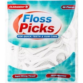 Floss Picks Disposable Toothpicks Floss Holder with Handle Easy to Use 2 in 1 Teeth Cleaning Tool Super Strong Thread Tooth Picks Sticks Prevents Tartar Plaque for Quick Teeth & Gum Care (50 Pc)