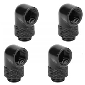 NEYORIKA Water Cooling Compression Fittings, G1/4" Tube Connector 90° Rotation Joint Elbow Water Cooling Fitting Brass Super Durable 4pcs (Black)