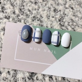 MunNail Pearl Check Nail - Long Oval / MunNail 진주 체크네일 - 롱오벌