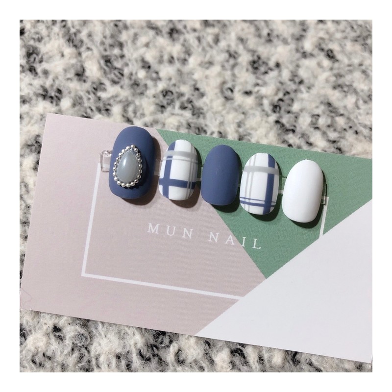 MunNail Pearl Check Nail - Long Oval / MunNail 진주