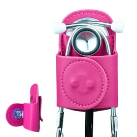 Magnetic Stethoscope Holder for Scrubs, with Leather-Covered Clip for Littmann ＆ Most Stethoscopes, Stethoscope Holder Clip for Scrubs/Belts/Backpacks, Purple