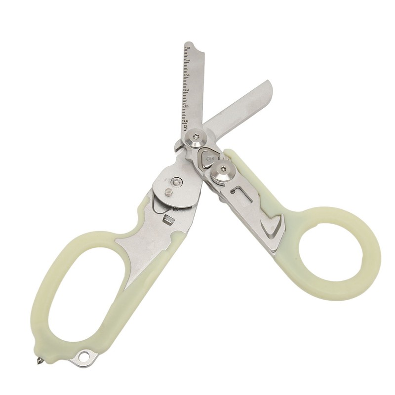 Emergency Response Shears Stainless Steel Luminous Multifunctional Foldable Scissors Pliers