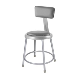 (2 Pack) OEF Furnishings Grey Vinyl Padded Stool with Backrest, 18" High OEF6418B/2