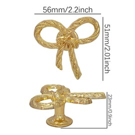 Hetyskluy 4 Pcs Gold Bow Cabinet Drawer Knobs Metal Bow Dresser Knobs Pulls Vintage Decorative Handles for Home Bedroom Wardrobes Kitchen Cabinets Hardware Cupboard, Single Hole Handle (Gold)