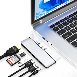 Surface Laptop 2 Accessories, Hub Docking Station with 4K HDMI, USB 3.0, USB 2.0, USB C, SD/TF Card Slot, 3.5mm Audio Port - Hub for Surface Laptop 1/2