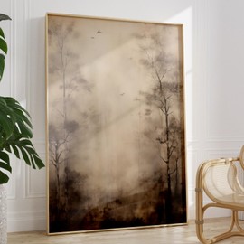 Dthllay Vintage Forest Prints Vintage Landscape Canvas Wall Art Neutral Picture Abstract Forest Painting Nature Landscape Wall Art for Living Room Home Decor 16x24inch No Frame