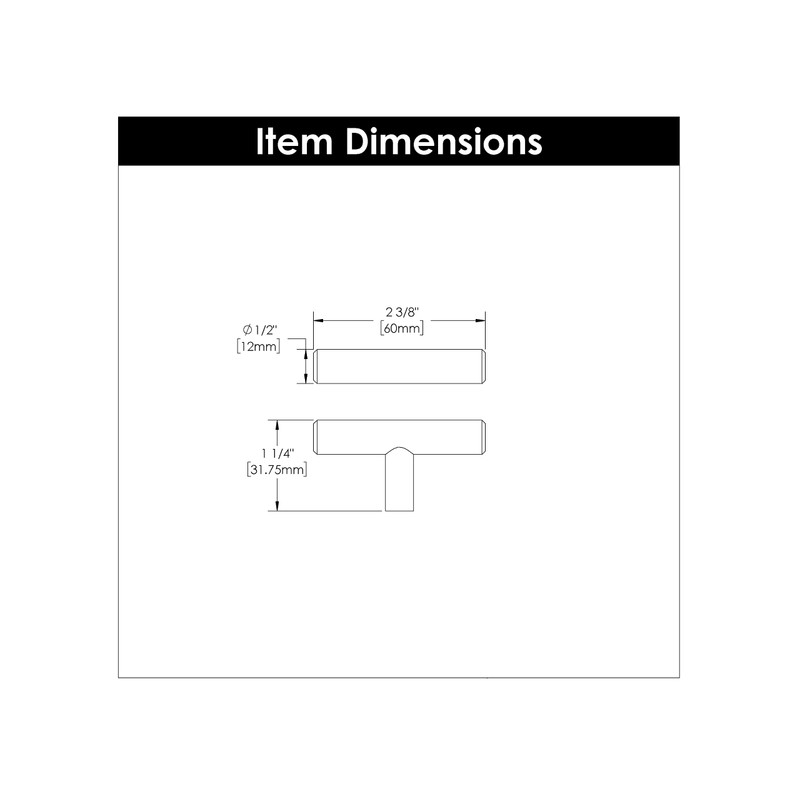Hickory Hardware HH075591-SS Bar Pull Collection Knob T, 2-3/8 Inch,