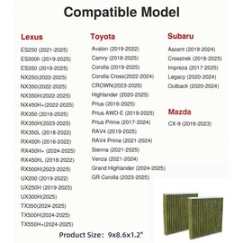 Glowza In Cabin Air Filter For My Car Easy Install Automotive Replacement Passenger Compartment Air Filters For Cf10134 For Honda Vehicles, Green