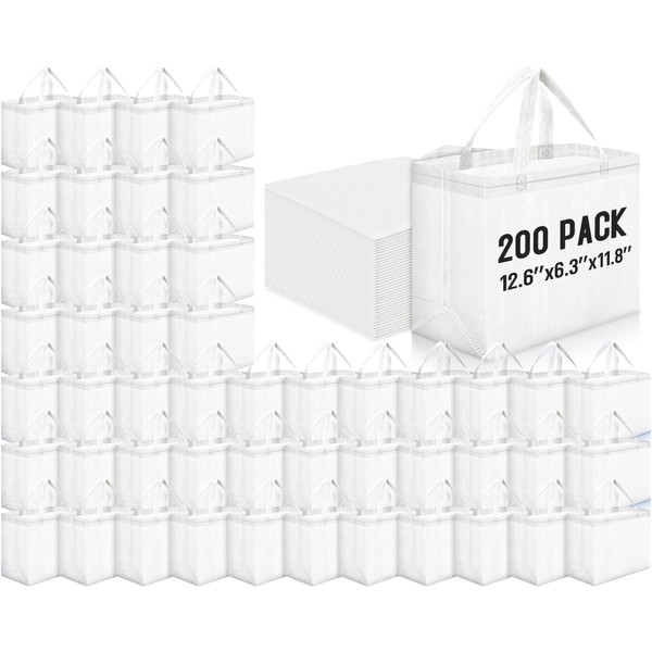 Windyun 200 Pcs Reusable Grocery Bags Large Non Woven Shopping