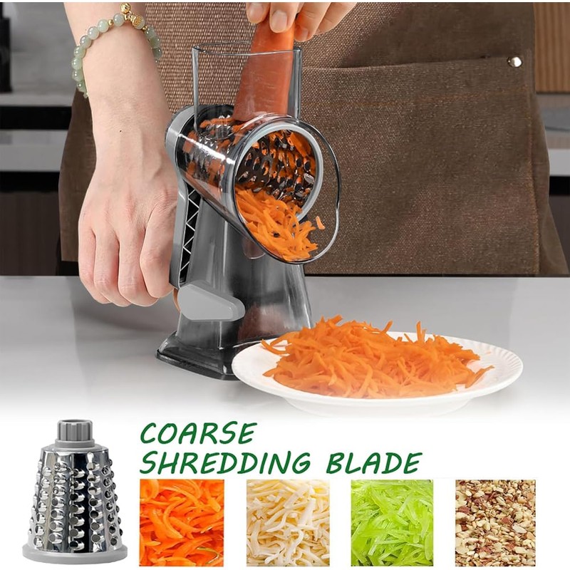 Dachenus Cheese Grater Rotary Cheese Grater,Versatile Cheese Shredder,Blades for Shredding,