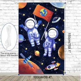 Outer Space Theme Party Decorations, Large Fabric Astronaut Face Photography Banner Background, Astronaut Pretend Play Party Game Photo Props Backdrop, Universe Planets Theme Party Favor Supply